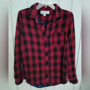 Buffalo Check Flannel V Neck Collared blouse